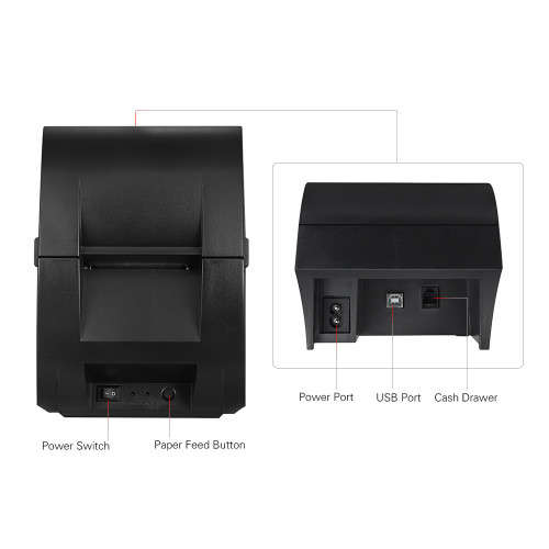 Bluetooth Thermal Printer 58mm Restaurant Retail Receipt Ticket POS Printing for IOS An... - EU Plug
