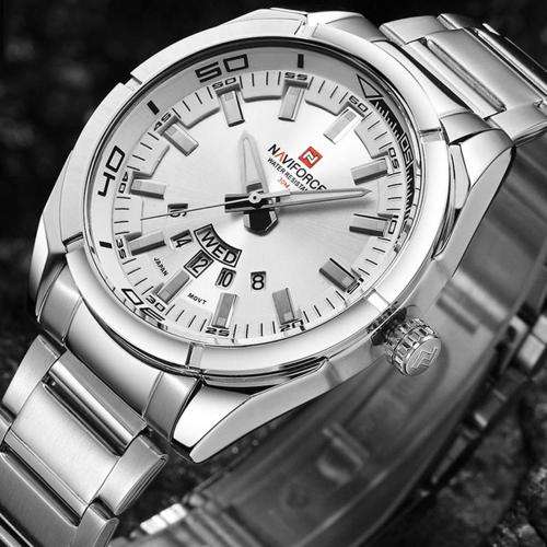 NAVIFORCE 9038 Waterproof Calendar Men Wrist Watch Full Steel Clock Quartz Watches