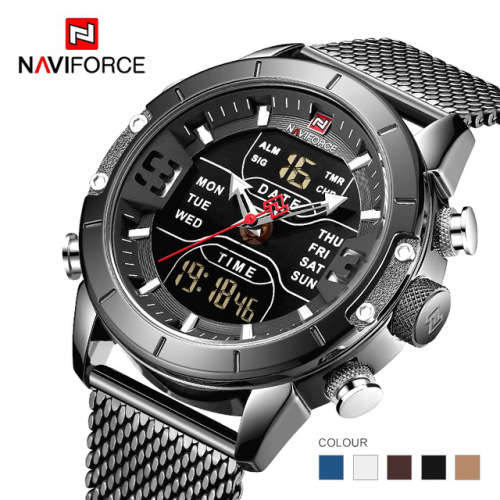 NAVIFORCE Men Watch Top Luxury Brand Man Military Sport Quartz Wrist Watches Stainless Steel LED Dig