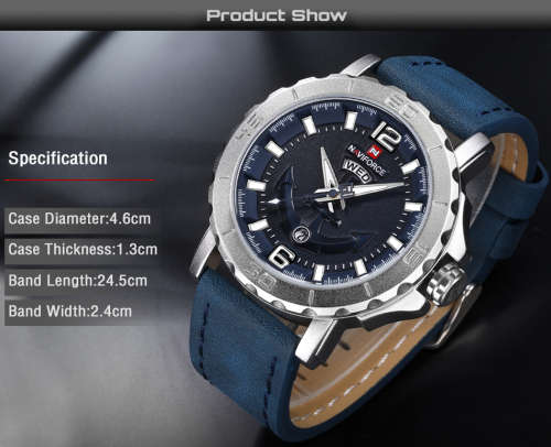 2019 New Top Luxury Brand Naviforce Leather Strap Sports Watches Men Quartz Clock Sports Military Wr