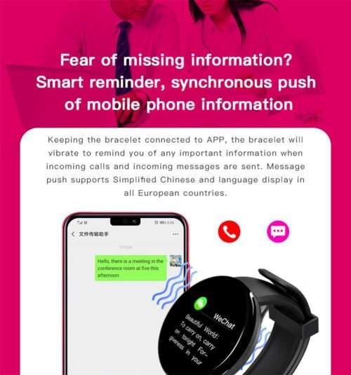 Bluetooth Fitness Bracelet - Monitor Heart Rate, Blood Pressure, Blood Oxygen, Calorie, Distance