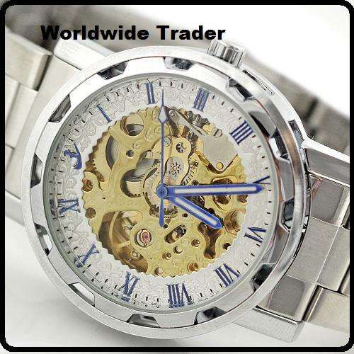 ***Mens Automatic Mechanical Skull Watches Stainless Steel***