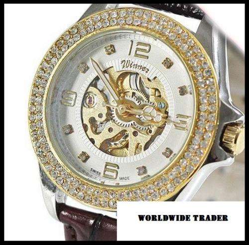 ***Golden Skeleton Automatic Wrist Watch Diamante for ladies***