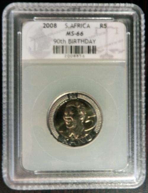 2008 NELSON MANDELA 90th BIRTHDAY R5 - GRADED MS66