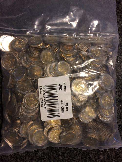 SEALED BAG OF 400 x 2008 Mandela 90th Birthday R5 Coins, PERFECT Mint State # ISSUED BY RESERVE BANK