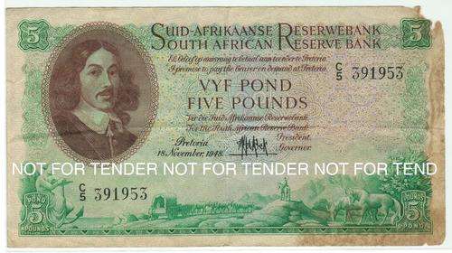 M.H. DE KOCK - FIVE POUNDS, 18 NOVEMBER 1948 - SEE SCAN BELOW!!