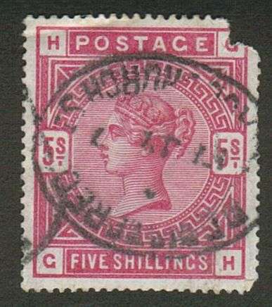 GB QV 1883/4 - 5 S RED - SG181 - CAT VALUE R4500