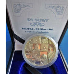 Proof 1998 South Africa Protea Puzzle Silver R1 in SAM Box with COA