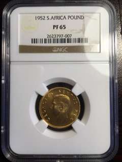 1952 SOUTH AFRICA / 1 POND / GOLD / PF65 / HIGH GRADE!!!