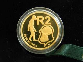 1997 SOUTH AFRICA / GOLD R2 / MRS PLES / PLESIANTHROPUS - ALMOST HUMAN / 1/4 OZ GOLD