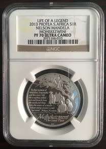 2013 SOUTH AFRICA SILVER R1 PROTEA NELSON MANDELA MQHEKEZWENI PF70 ULTRA CAMEO