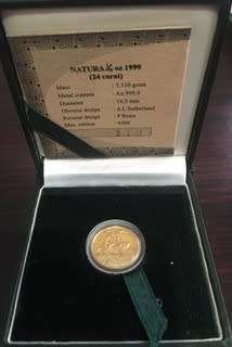 1999 SOUTH AFRICA NATURA SERIES KUDU KING OF THE ANTELOPES 1/10oz 24 CARAT GOLD