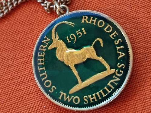 Pendant Charm Southern Rhodesia 1951 Two Shillings and King George The Sixth