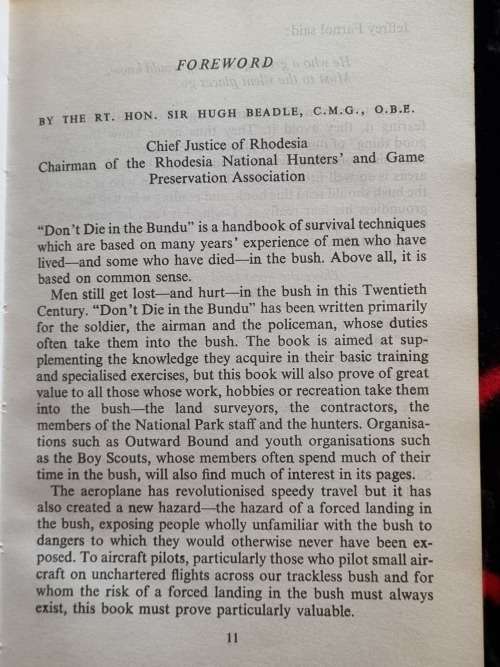 DON`T DIE IN THE BUNDU - ( Grainger, D. H. Colonel )