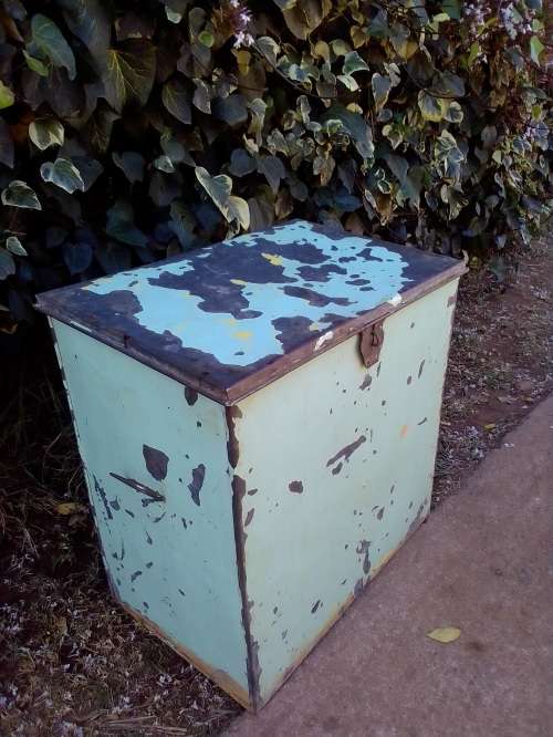 Vintage Flour/Sugar bin. Meelblik Suikerblik double side.