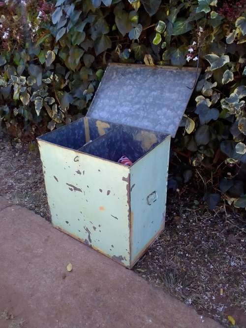 Vintage Flour/Sugar bin. Meelblik Suikerblik double side.