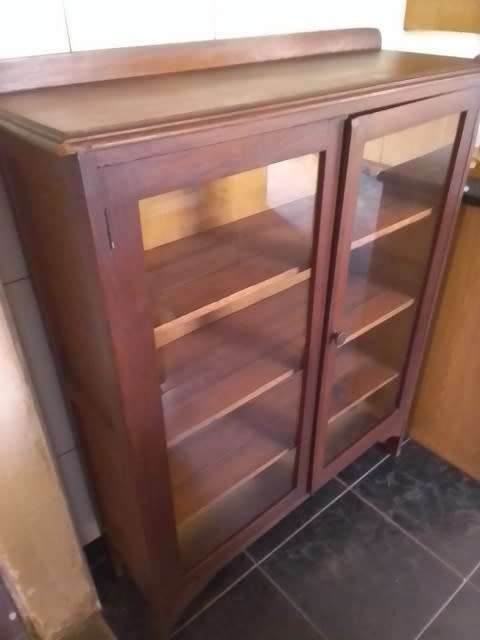 Stunning, 1920`s `30`s  Burmese teak glass fronted book case, shelve. Display cabinet.