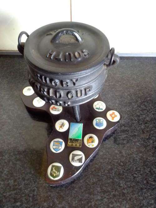 Limited edition. ``95 Rugby World Cup Potjie pot on hardwood stand.