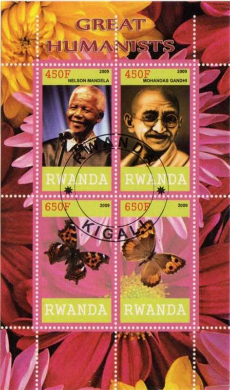 RWANDA - 2009 GREAT HUMANISTS (MANDELA GANDHI)