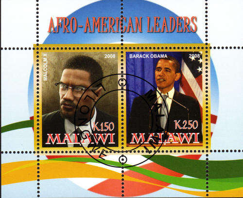 MALAWI - AFRO - AMERICAN LEADERS 2008 (OBAMA & MALCOM X)