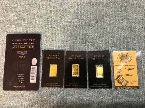 5 grams of 24CT Gold - 5 times 1g 24CT Gold bars