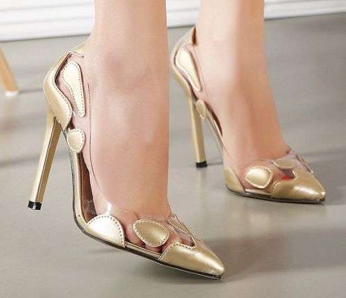 Clear and color matching pointed toe shoes
