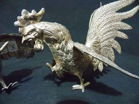 Brass Fighting Roosters