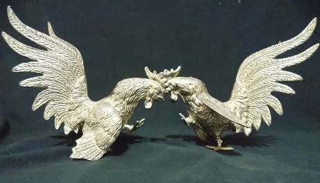 Brass Fighting Roosters