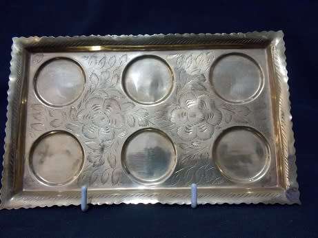 Indian Brass Glasses on Brass Tray