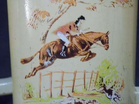 Set of Two Painted Glass Mugs with Horse jumping