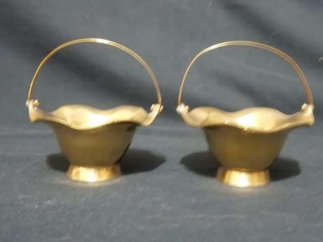 Set of Two Small Brass Baskets
