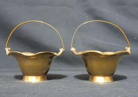 Set of Two Small Brass Baskets