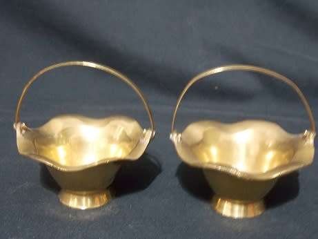 Set of Two Small Brass Baskets