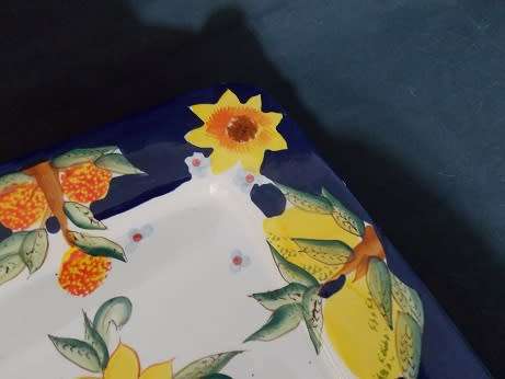 Big Glazed Pottery Square Platter