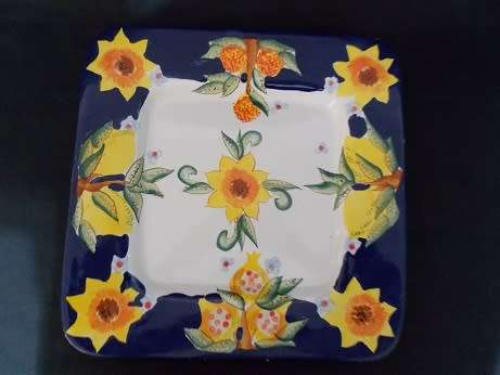 Big Glazed Pottery Square Platter