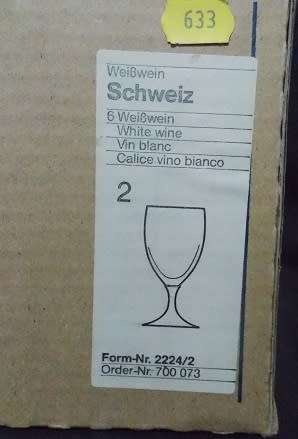 Beautiful Set of Six White Wine Glasses by Zweisel Glas Germany