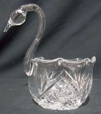 Carved Waterford Crystal Swan Trinket Bowl