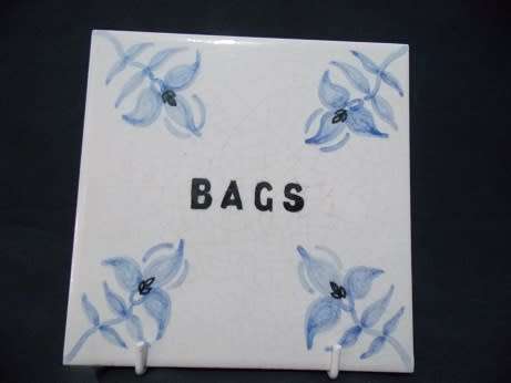 Set of Two Blue and White Tiles