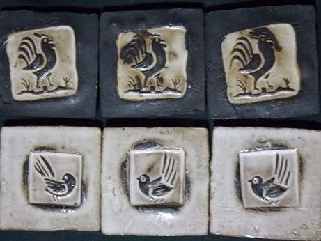 Set of Six Miniature Pottery Tiles