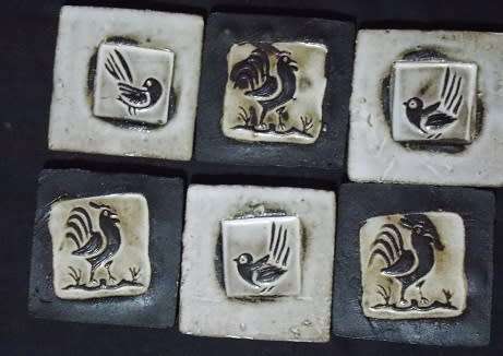 Set of Six Miniature Pottery Tiles