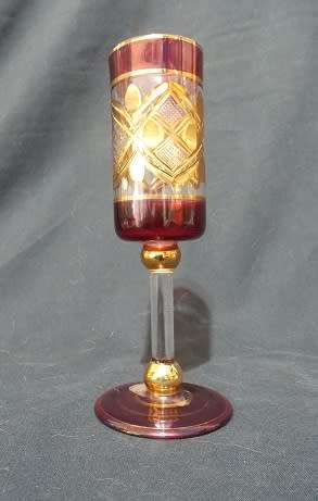 Set of Three Gilded Venetian Champagne Glasses