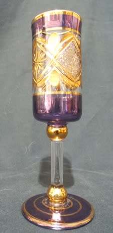 Set of Three Gilded Venetian Champagne Glasses