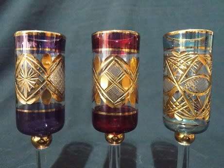 Set of Three Gilded Venetian Champagne Glasses