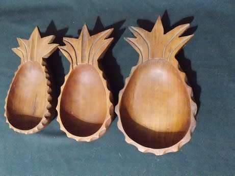 Set of Three Wooden Sweets Bowls