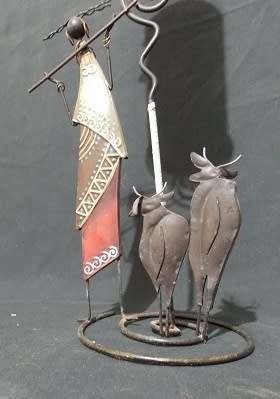 Ethnic Steel Candle Holder