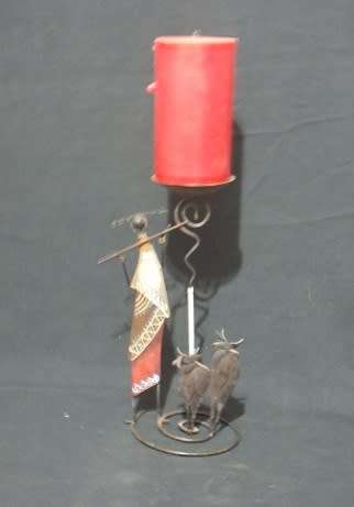 Ethnic Steel Candle Holder