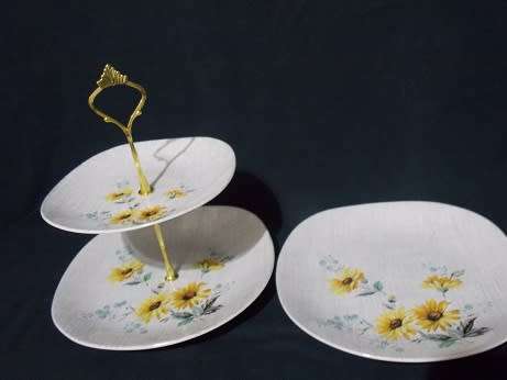 JG Meakin Set  of Two Tier Cake Plate and Single Plate Cake Serving plate