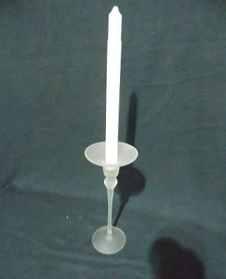 Tall Frosted Glass Candle Holder
