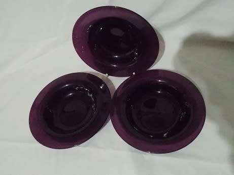 Set of Three Purple Glass Bowls