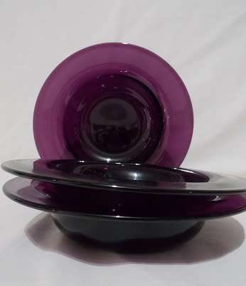 Set of Three Purple Glass Bowls